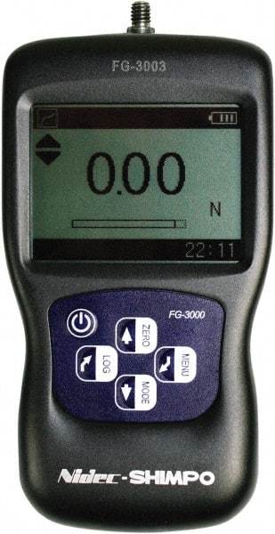 SHIMPO - 1 kgf Capacity, 0.001 kgf Resolution, Aluminum, Digital Tension & Compression Force Gage - Accurate Up to 0.3% (Full Scale) - USA Tool & Supply