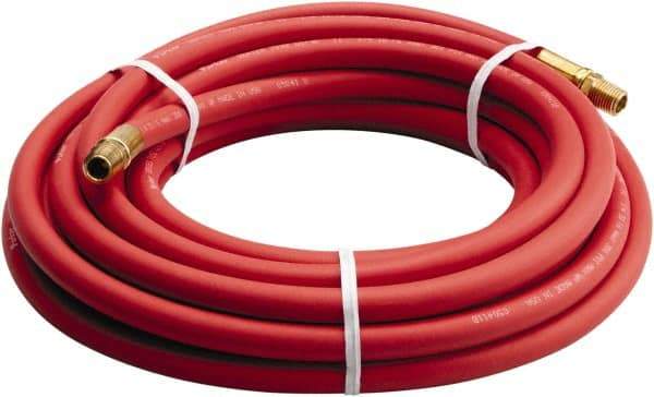 Parker - 3/8" ID x 0.656" OD 25' Long Multipurpose Air Hose - MNPT x MNPT Ends, 200 Working psi, -40 to 212°F, 1/4" Fitting, Red - USA Tool & Supply