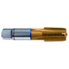 1/4-18 Dia. - 5 FL - Cobalt Spiral Flute NPTF Blue Ring Tap-TiN-25 Degree Helix - USA Tool & Supply