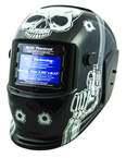 #41282 - Solar Powered Welding Helment; Black with Skull and Pistol Graphics - USA Tool & Supply