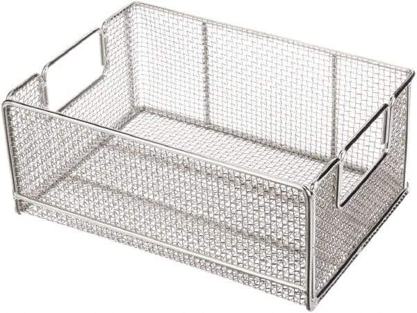 Marlin Steel Wire Products - 10" Deep, Rectangular Stainless Steel Wire Basket - 14" Wide x 6" High - USA Tool & Supply