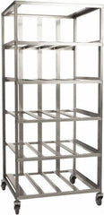 Marlin Steel Wire Products - 21-21/32" Wide x 30-1/2" Long x 12-1/4" High Storage Rack Cart - 4 Shelf, 4 Slot, Stainless Steel, 4 Swivel Casters - USA Tool & Supply