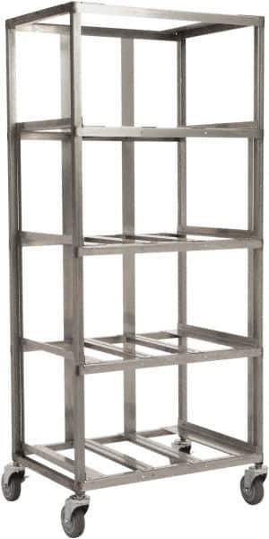 Marlin Steel Wire Products - 24-1/2" Wide x 18-13/32" Long x 12-1/4" High Storage Rack Cart - 4 Shelf, 4 Slot, Stainless Steel, 4 Swivel Casters - USA Tool & Supply