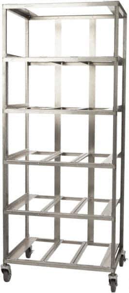 Marlin Steel Wire Products - 21-21/32" Wide x 28-1/2" Long x 12-1/4" High Storage Rack Cart - 5 Shelf, 5 Slot, Stainless Steel, 4 Swivel Casters - USA Tool & Supply