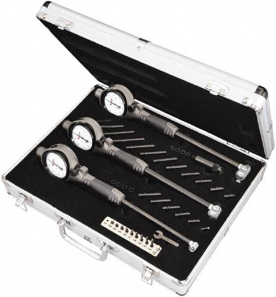 Starrett - 0.7" to 6" Dial Bore Gage Set - 0.0005" Graduation, 6" Gage, Hardened Tool Steel - USA Tool & Supply
