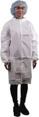 PRO-SAFE - Size 2XL ISO Class 5 White Lab Coat with 3 Pockets - Keyguard, Snap Front, Elastic Cuffs with Thumb-loop - USA Tool & Supply