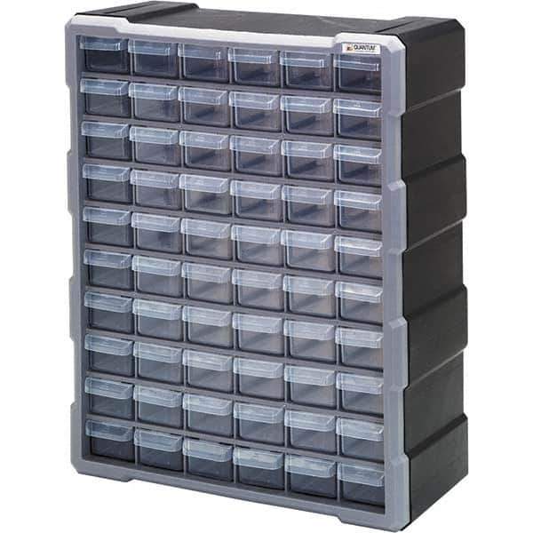 Quantum Storage - 60 Drawer, Small Parts Drawer Cabinet System - 18-3/4" Deep x 6-1/4" Wide x 15" High - USA Tool & Supply