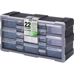 Quantum Storage - 22 Drawer, Small Parts Drawer Cabinet System - 19-1/2" Deep x 6-1/4" Wide x 10" High - USA Tool & Supply