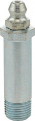 Umeta - Straight Head Angle, 1/8-27 PTF Steel Standard Grease Fitting - 7/16" Hex, 1-3/4" Overall Height, 1-17/64" Shank Length, Zinc Plated Finish - USA Tool & Supply