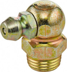 Umeta - 90° Head Angle, 1/8-28 BSPT Brass Standard Grease Fitting - 11mm Hex, 20mm Overall Height, 5.5mm Shank Length - USA Tool & Supply
