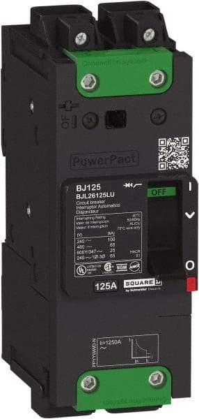 Square D - 70 Amp, 600Y/347 VAC, 2 Pole, Unit Mount B-Frame Circuit Breaker - Thermal-Magnetic Trip, 25 kA at 240 VAC, 18 kA at 277 VAC, 14 kA at 600Y/347 VAC Breaking Capacity, 14-3/0 AWG - USA Tool & Supply