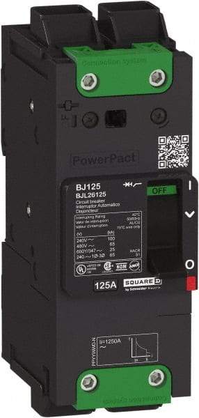 Square D - 30 Amp, 600Y/347 VAC, 2 Pole, Unit Mount B-Frame Circuit Breaker - Thermal-Magnetic Trip, 65 kA at 240 VAC, 35 kA at 480 VAC, 18 kA at 600Y/347 VAC Breaking Capacity, 14-3/0 AWG - USA Tool & Supply