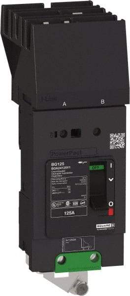 Square D - 110 Amp, 480Y/277 VAC, 2 Pole, Panel Mount B-Frame Circuit Breaker - Thermal-Magnetic Trip, 25 kA at 240 VAC, 18 kA at 480Y/277 VAC Breaking Capacity, 14-2/0 AWG - USA Tool & Supply
