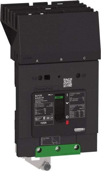 Square D - 50 Amp, 600Y/347 VAC, 3 Pole, Panel Mount B-Frame Circuit Breaker - Thermal-Magnetic Trip, 65 kA at 240 VAC, 35 kA at 480 VAC, 18 kA at 600Y/347 VAC Breaking Capacity, 14-2/0 AWG - USA Tool & Supply