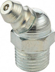 Umeta - 45° Head Angle, 1/8-28 BSPT Stainless Steel Standard Grease Fitting - 11mm Hex, 25mm Overall Height, 5.5mm Shank Length - USA Tool & Supply