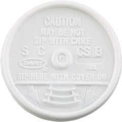 DART - Sip Thru Lids, Fits 6-10 oz Cups - White - USA Tool & Supply