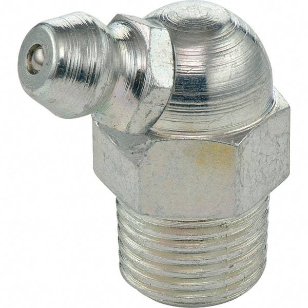 Umeta - 67° Head Angle, 1/8 PTF Stainless Steel Standard Grease Fitting - 7/16" Hex, 0.9531" Overall Height - USA Tool & Supply