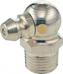 Umeta - 90° Head Angle, M10x1 Metric Stainless Steel Standard Grease Fitting - 9mm Hex, 18mm Overall Height, 5.5mm Shank Length - USA Tool & Supply