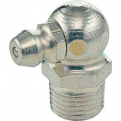 Umeta - 90° Head Angle, 1/8 PTF Stainless Steel Standard Grease Fitting - 7/16" Hex, 7/8" Overall Height - USA Tool & Supply