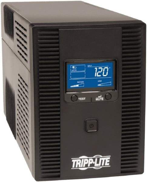 Tripp-Lite - 15 Amp, 1,500 VA, Tower Mount Line Interactive Backup Uninterruptible Power Supply - Backup 7-1/2 min with Full Load & 24 min with Half Load, 120 VAC Input & Output, 810 Watt Output, 1 Phases, 8 Outlets - USA Tool & Supply