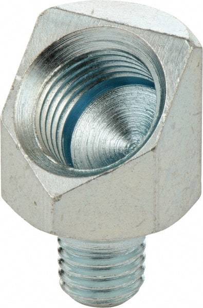 Umeta - 45° Head Angle, 1/4-28 PTF Steel Grease Fitting Adapter - 1/2" Hex, 13/16" Overall Height, Zinc Plated Finish - USA Tool & Supply