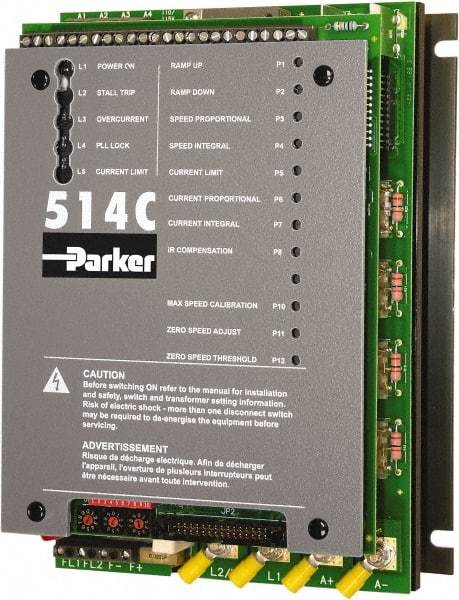 Parker - Single Phase, 110-480V +/-10% Volt, 1-1/2 hp, Analog Isolated Converter - 3-1/2" Wide x 6.3" Deep x 9" High, IP00 - USA Tool & Supply