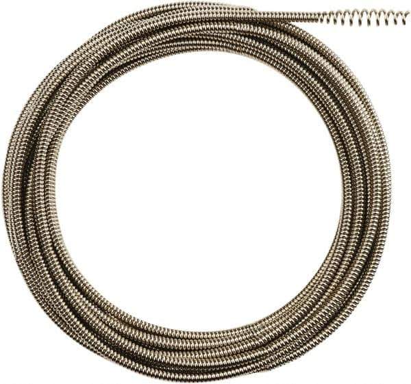 Milwaukee Tool - 5/16" x 25' Drain Cleaning Machine Cable - Inner Core Bulb Auger, 1-1/4" to 2-1/2" Pipe, Use with Milwaukee M18 Drain Snakes - USA Tool & Supply