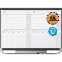 Quartet - 36" High x 48" Wide Magnetic Dry Erase Calendar - Fiberboard Frame, Includes Accessory Tray/Rail, Dry-Erase Marker & Mounting Kit - USA Tool & Supply