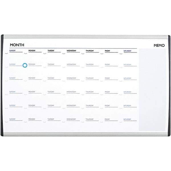 Quartet - 18" High x 30" Wide Magnetic Dry Erase Calendar - Steel, Includes Mounting Kit - USA Tool & Supply