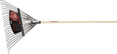 Razor-Back - Leaf Rake with 54" Straight Hardwood Handle - 24" Blade Width, 24 Tines, 14-5/64" Tine Length - USA Tool & Supply