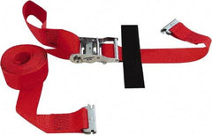 Snap-Loc - 16' Long x 2" Wide, 4,400 Lb Basket Capacity, Polyester & Steel Web Sling - 2" Diam Chain, Red, with Ratchet Tie Down - USA Tool & Supply