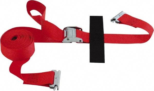 Snap-Loc - 16' Long x 2" Wide, 3,000 Lb Basket Capacity, Polyester & Steel Web Sling - 2" Diam Chain, Red, with Cambuckle Tie Down - USA Tool & Supply