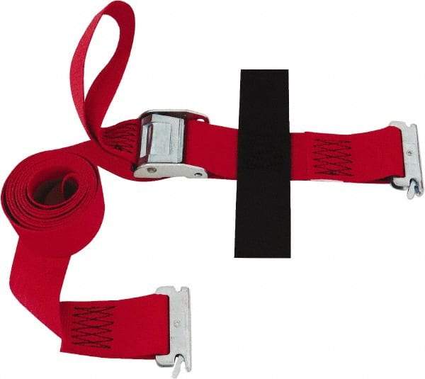 Snap-Loc - 8' Long x 2" Wide, 3,000 Lb Basket Capacity, Polyester & Steel Web Sling - 2" Diam Chain, Red, with Cambuckle Tie Down - USA Tool & Supply