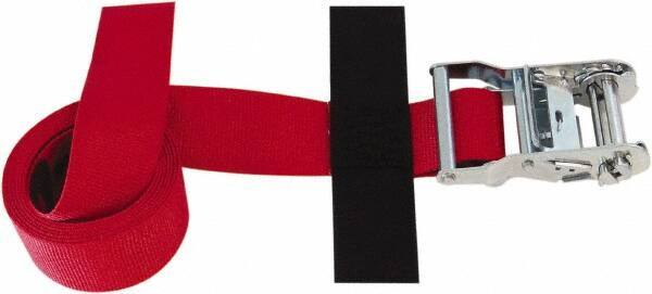 Snap-Loc - 8' Long x 2" Wide, 4,400 Lb Basket Capacity, Polyester & Steel Web Sling - Red, with Ratchet Tie Down - USA Tool & Supply