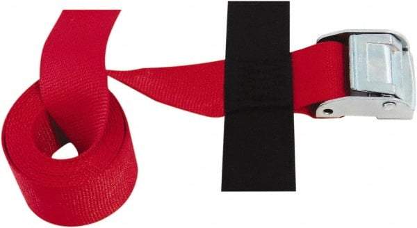 Snap-Loc - 8' Long x 2" Wide, 3,000 Lb Basket Capacity, Polyester & Steel Web Sling - Red, with Cambuckle Tie Down - USA Tool & Supply