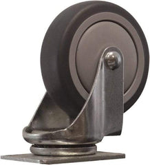 Snap-Loc - 4" Diam x 1" Wide x 5" OAH Top Plate Mount Swivel Caster - Polyurethane, 375 Lb Capacity, Ball Bearing, 1-3/4 X 2-7/8" Plate, Round Stem - USA Tool & Supply