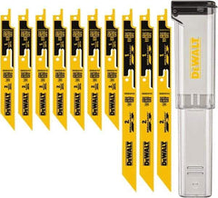 DeWALT - 10 Pieces, 6" to 9" Long x 0.04" Thickness, Bi-Metal Reciprocating Saw Blade Set - Straight Profile, 10-14 to 18 Teeth, Toothed Edge - USA Tool & Supply