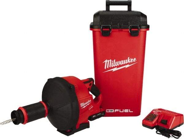 Milwaukee Tool - 18V Battery Battery Drain Cleaning Machine - For 3" Pipe, 35' Cable, 500 Max RPM - USA Tool & Supply