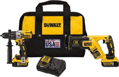 DeWALT - 20 Volt Cordless Tool Combination Kit - Includes Hammerdrill & Reciprocating Saw, Lithium-Ion Battery Included - USA Tool & Supply