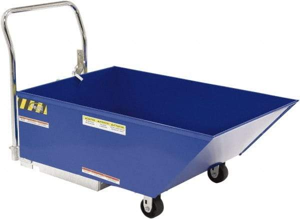 Vestil - 206 Lb Load Capacity, 1/3 Cu Yd, Steel Low Profile - 29-13/16" Wide x 54" Long x 33-5/8" High, Blue - USA Tool & Supply