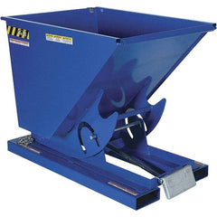 Vestil - 2,000 Lb Load Capacity, 1/2 Cu. Yd Cu Yd, Steel Self-Dumping Hopper - 33-11/16" Wide x 51-3/4" Long x 38" High, Blue - USA Tool & Supply