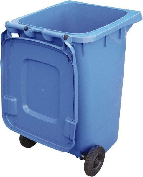 Vestil - 64 Gal Blue Rectangle Trash Can - Polyethylene, None Graphic, 39-15/16" High x 28-1/2" Long x 23-1/2" Wide, Lid Included - USA Tool & Supply