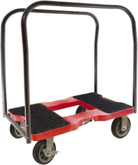 Snap-Loc - 1,500 Lb Capacity Steel Panel Cart - Polyethylene/Polypropylene Plastic Deck, 20-1/2" OAW, 32" Platform Length x 9-1/2" Platform Height, Rubber Casters - USA Tool & Supply