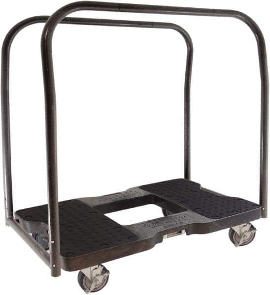 Snap-Loc - 1,500 Lb Capacity Steel Panel Cart - Polyethylene/Polypropylene Plastic Deck, 20-1/2" OAW, 32" Platform Length x 7" Platform Height, Polyurethane Casters - USA Tool & Supply