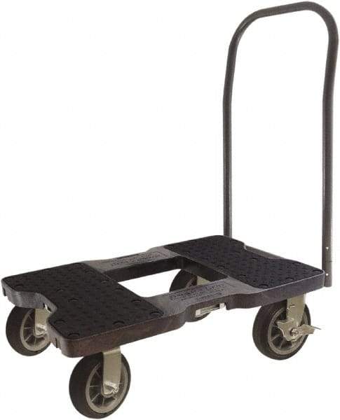 Snap-Loc - 1,500 Lb Capacity Steel Convertible Hand Truck - Polyethylene/Polypropylene Plastic Deck, 20-1/2" OAW, 32" Platform Length x 9-1/2" Platform Height, Rubber Casters - USA Tool & Supply