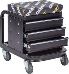 Omega Lift Equipment - 450 Lb Capacity, 4 Wheel Creeper Seat with Drawers - Steel, 18-1/4" Long x 18-7/8" High x 14" Wide - USA Tool & Supply