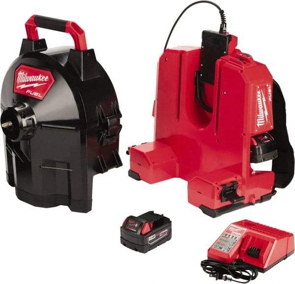 Milwaukee Tool - 18V Battery Battery Drain Cleaning Machine - For 1-1/4" to 4" Pipe - USA Tool & Supply