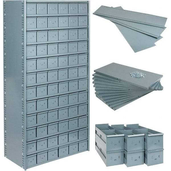 Value Collection - 35.8" Wide, 1 High, Open Shelving Accessory/Component - 21 Gauge Steel, Powder Coat Finish, Use with Bins/Totes - USA Tool & Supply