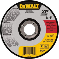 DeWALT - 5" Ceramic Cutoff Wheel - 0.04" Thick, 7/8" Arbor, 12,200 Max RPM, Use with Angle Grinders - USA Tool & Supply