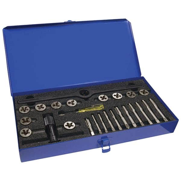 Greenfield Threading - Tap & Die Sets Minimum Tap Thread Size (Inch): 1/4-20 Maximum Tap Thread Size (Inch): 1/2-20 - USA Tool & Supply